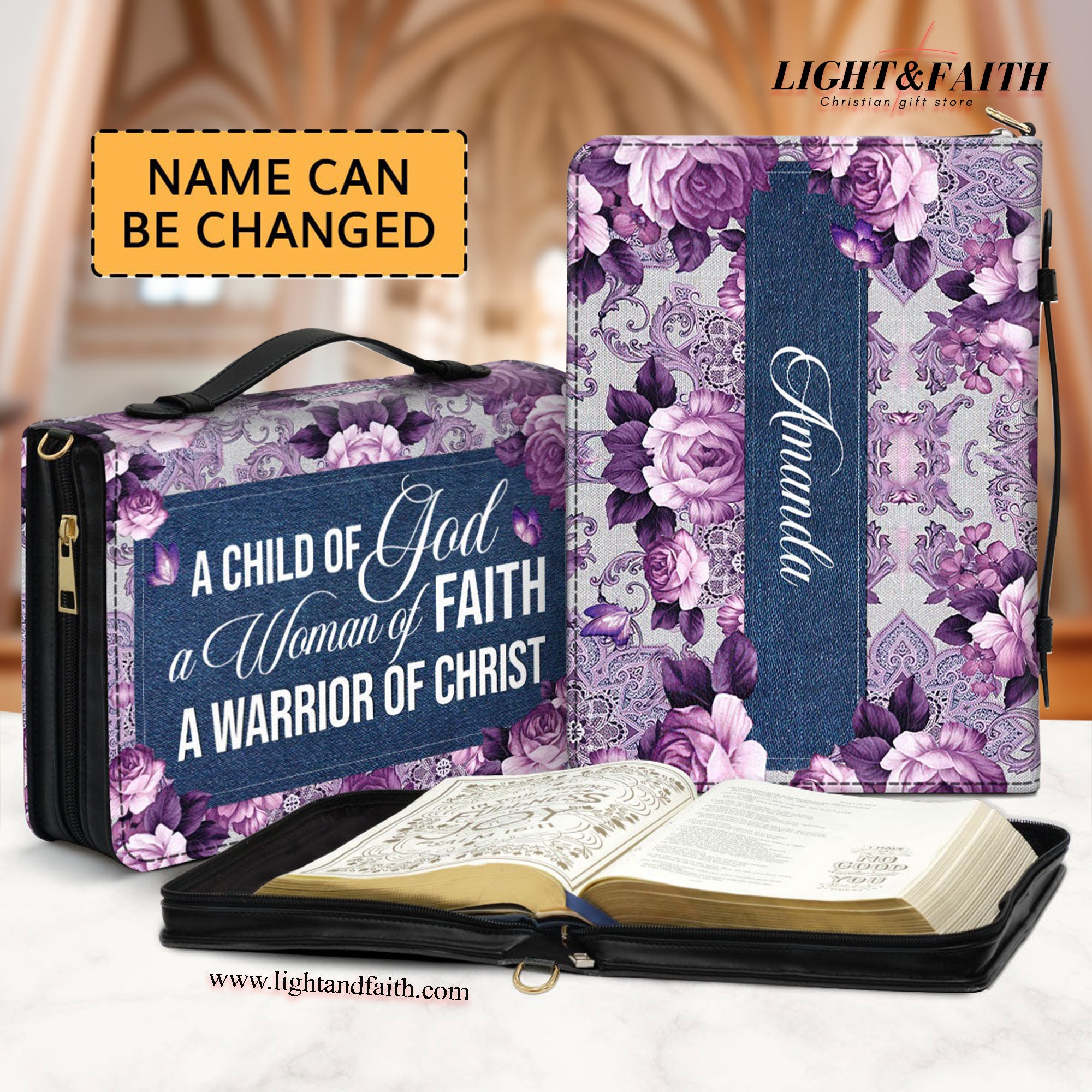 A Woman Of Faith Leather Book Cover, Personalized Stunning Roses Bible Cover, Worship Gift For Christians, Christian Gift, Bible Covers Jesus Gifts